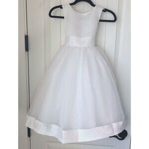 First Communion Dress Size 5 Cherish Apparel 570T White Organza Jesus Loves Me